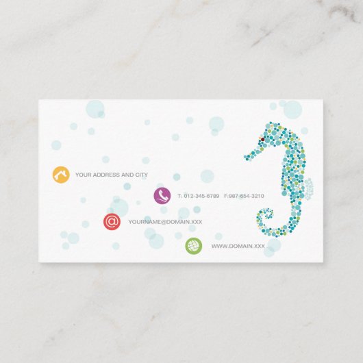 Kleurrijke Seahorse Stippen Abstracte Illustratie  Visitekaartje (Achterkant)