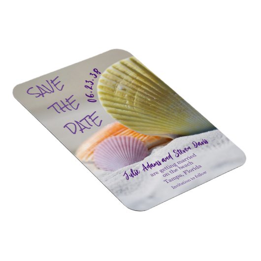 Kleurrijke Seashells Bruiloft Save the Date Magnet Magneet (Rechterzijde)