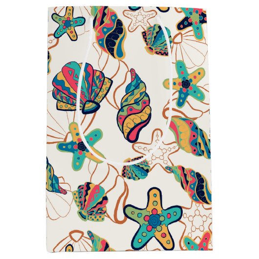 Kleurrijke seizoenshellen middelgrote cadeautas (Voorkant)