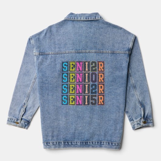Kleurrijke SENIOR Year Design Denim Jacket (Achterkant)