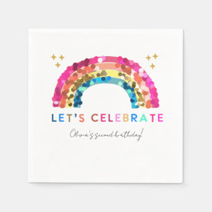 Kleurrijke Sequin Rainbow verjaardagspapier Servet