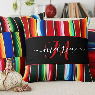 kleurrijke serape strepen gepersonaliseerd kussen