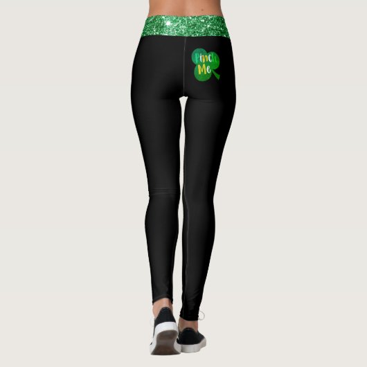 Kleurrijke Shamrock met Pinch Me Print Stretchy Leggings (Achterkant)