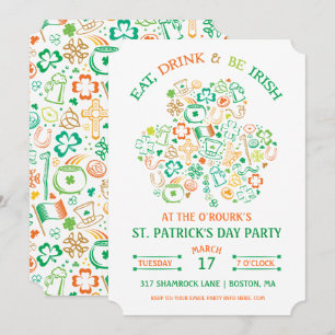 Kleurrijke Shamrock St. Patrick's Day Uitnodiging