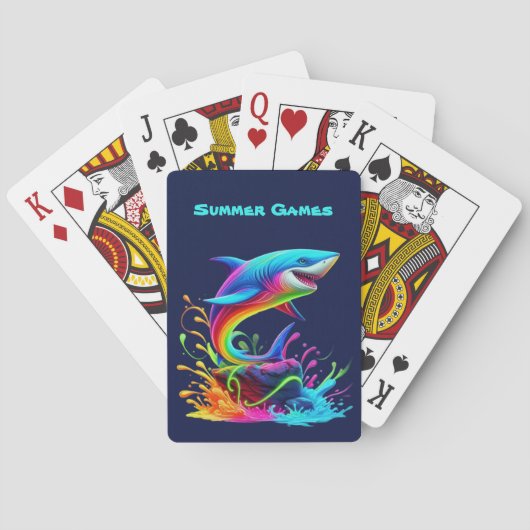 Kleurrijke Shark Splash Pokerkaarten (Achterkant)