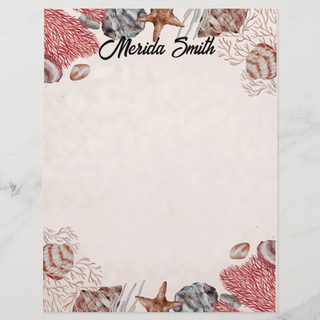 Kleurrijke Shell Border op Tan Briefhoofd (Voorkant)