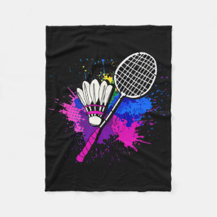 Kleurrijke Shuttle Racket _ Badminton Speler Fleece Deken