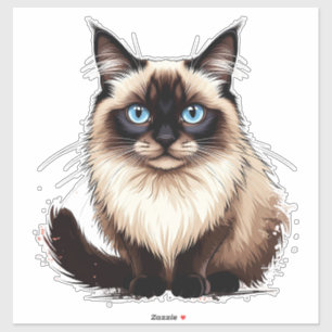 Kleurrijke Siamese Kat Illustratie Sticker