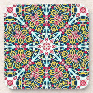 Kleurrijke Sierlijke Rozet Mandala Kunst Bier Onderzetter