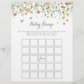 Kleurrijke sierlijke wilde bloem Baby bingo douche (Voorkant)