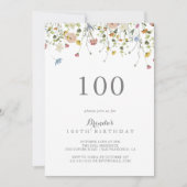 Kleurrijke sierlijke wilde bloemen 100ste verjaard kaart (Voorkant)