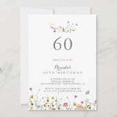 Kleurrijke sierlijke wilde bloemen 60e verjaardag kaart (Voorkant)