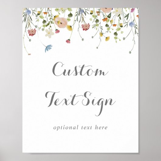 Kleurrijke sierlijke wilde bloemen aangepaste teks poster (Voorkant)