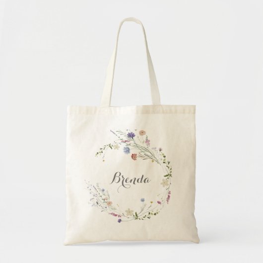 Kleurrijke sierlijke wilde bloemen bruidsmeisje tote bag (Voorkant)
