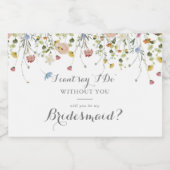 Kleurrijke sierlijke wilde bloemen bruidsmeisje vo sparkling wijnetiket (Enkel label)