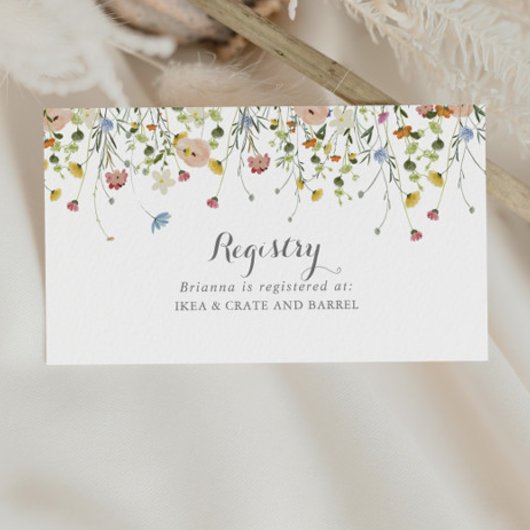 Kleurrijke sierlijke wilde bloemen bruiloft cadeau informatiekaartje