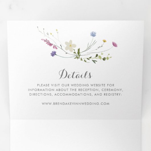 Kleurrijke sierlijke wilde bloemen bruiloft drievo drieluik uitnodiging (Binnenzijde eerst)