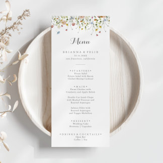 Kleurrijke sierlijke wilde bloemen kalligrafie din menu