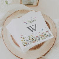 Kleurrijke sierlijke wilde bloemen monogram bruilo