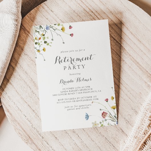 Kleurrijke sierlijke wilde bloemen pensioenfeest kaart