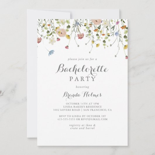 Kleurrijke sierlijke wilde bloemen vrijgezellenfee kaart (Voorkant)