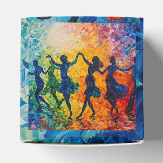 Kleurrijke silhouetten dansen bedankdoosjes (Bovenkant)