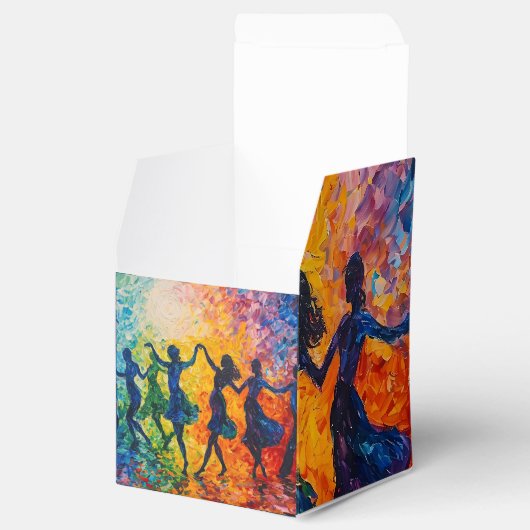 Kleurrijke silhouetten dansen bedankdoosjes (Geopend)