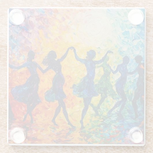 Kleurrijke silhouetten dansen glazen onderzetter (Achterkant)