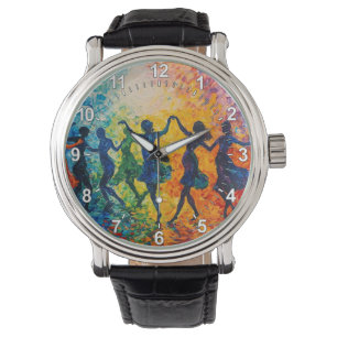 Kleurrijke silhouetten dansen horloge