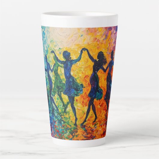 Kleurrijke silhouetten dansen latte mok (Voorkant)