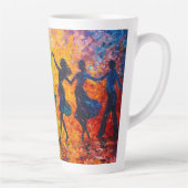 Kleurrijke silhouetten dansen latte mok (Rechts)