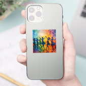 Kleurrijke silhouetten dansen sticker (Telefoon)