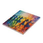 Kleurrijke silhouetten dansen tegeltje (Zijkant)