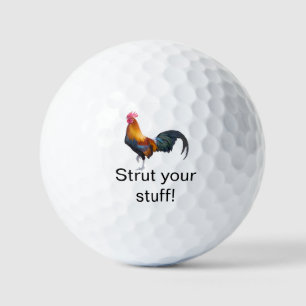 Kleurrijke Simplistische Haan "Strut je spullen!" Golfballen