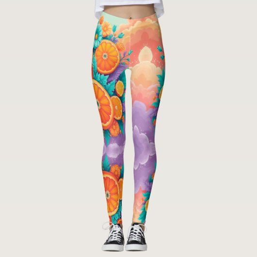Kleurrijke sinaasappels leggings (Voorkant)