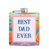 Kleurrijke sinaasappels met beste vader ooit heupfles (Voorkant)