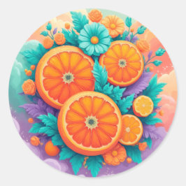 Kleurrijke sinaasappels ronde sticker