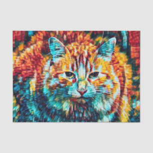 Kleurrijke Sinaasgroene Psychedelische Groovy Kat  Tissuepapier