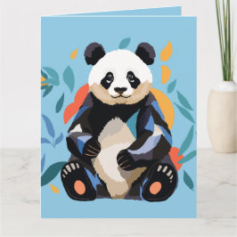Kleurrijke Sitting Panda Beer Gepersonaliseerde Na Kaart