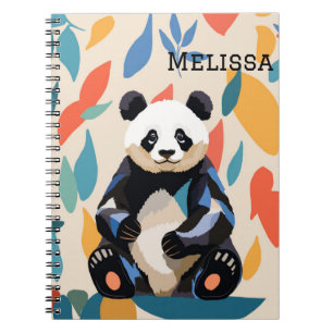 Kleurrijke Sitting Panda Beer Gepersonaliseerde na Notitieboek