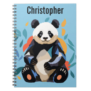 Kleurrijke Sitting Panda Beer Gepersonaliseerde Na Notitieboek