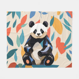 Kleurrijke Sitting Panda Beer Matisse geïnspireerd Fleece Deken