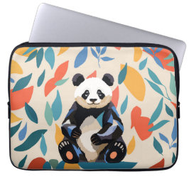Kleurrijke Sitting Panda Beer Matisse geïnspireerd Laptop Sleeve