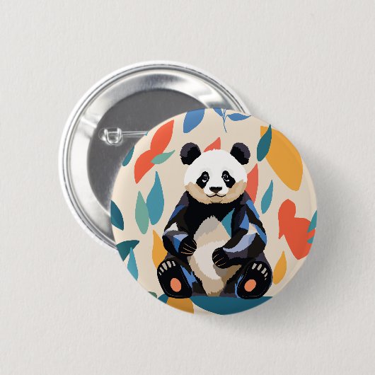 Kleurrijke Sitting Panda Beer Matisse geïnspireerd Ronde Button 5,7 Cm (Voorkant /achterkant)