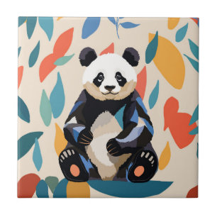 Kleurrijke Sitting Panda Beer Matisse geïnspireerd Tegeltje