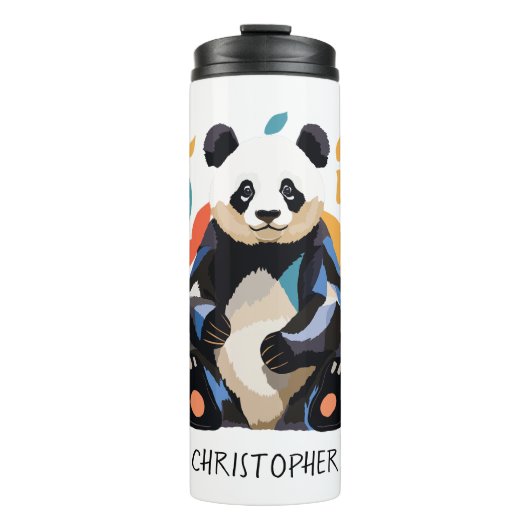 Kleurrijke Sitting Panda Beer Matisse Geïnspireerd Thermosbeker (Voorkant)