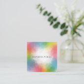 Kleurrijke Sjabloon Modern Elegant Trendy Regenboo Vierkante Visitekaartje (Staand voorkant)