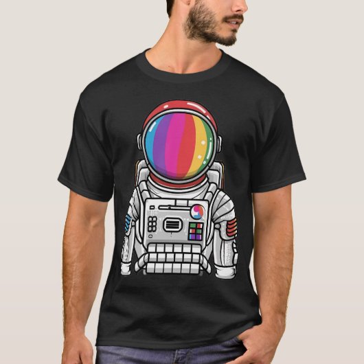 Kleurrijke Skeleton Astronaut T-shirt (Voorkant)