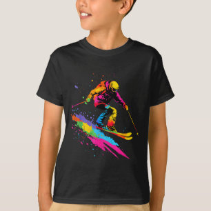 Kleurrijke skiski  t-shirt