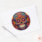 Kleurrijke Skull Art Sleutelhanger Sticker (Envelop)